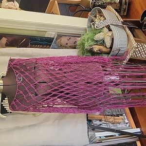 Zara Pink & Purple Knit Crochet Top/Dress/Cover Up M